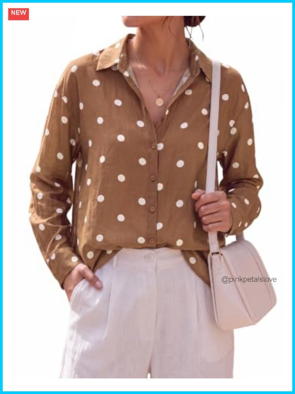 Womens Floral Polka Dot Button Down Blouse Long Sleeve Dressy Casual Top